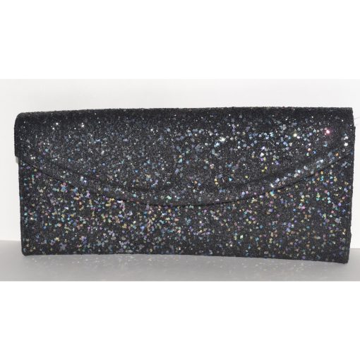 Sparkling Black Glitter Clutch Purse By Lennox