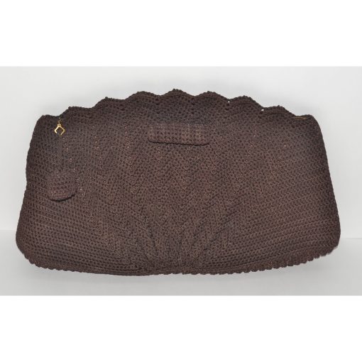 Brown Crochet Fan Clutch Purse