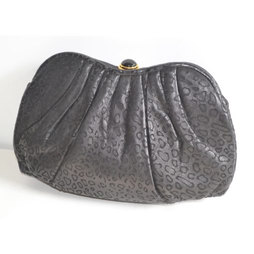 Embossed Black Leather Clutch Purse By Tiras - Image 3