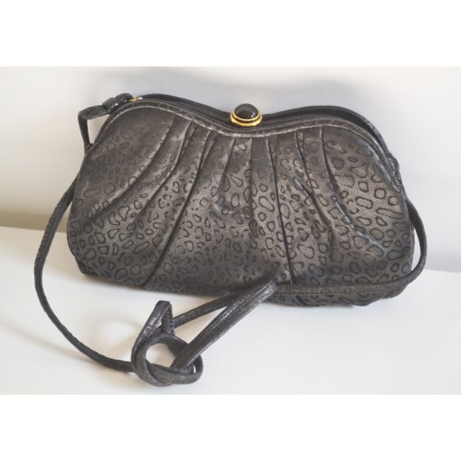 Embossed Black Leather Clutch Purse By Tiras - Image 4