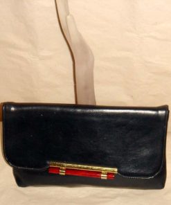 Navy Vinyl Tortoise Trim  Clutch Purse