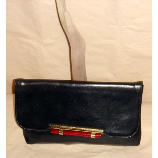 Navy Vinyl Tortoise Trim  Clutch Purse